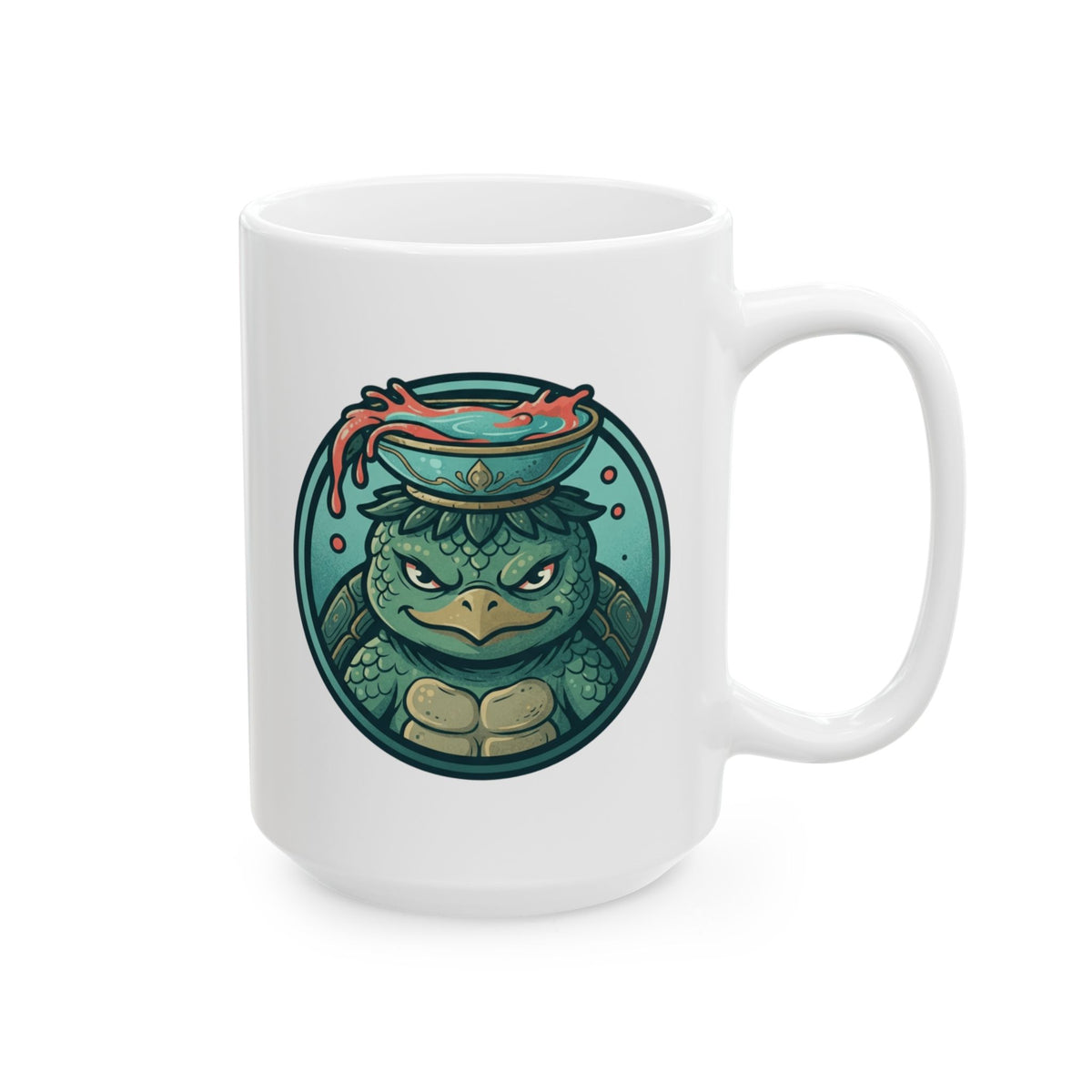 "Kappa (Japanese Folklore)" White Ceramic Mug — Graphic