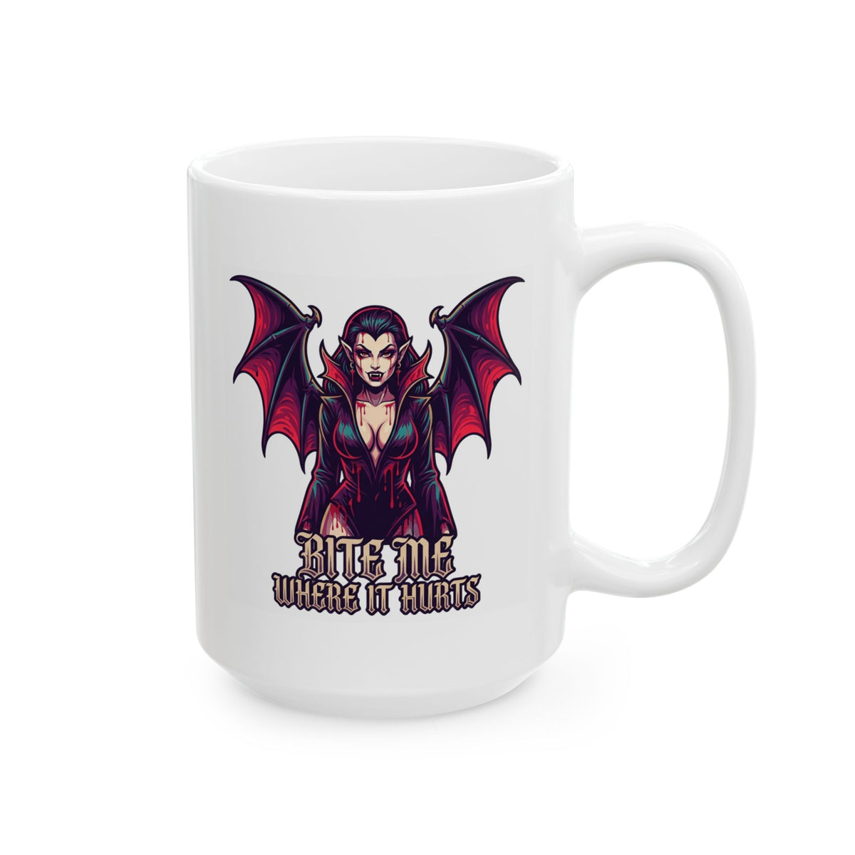 "Bite Me Where It Hurts" White Ceramic Mug