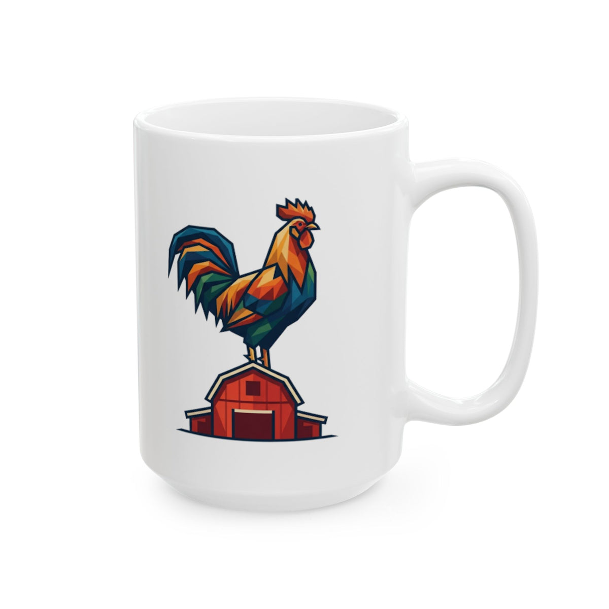 "Barnyard Rooster" White Ceramic Mug