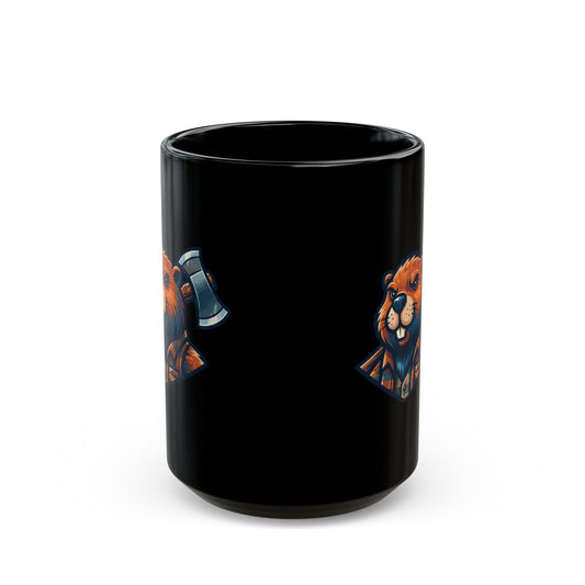 "In Desperate Need of Good Hard Wood" Black Ceramic Mug — Graphic