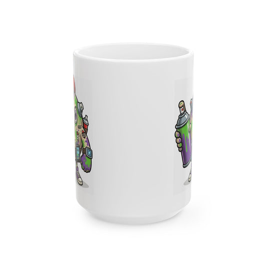 "Graffiti" White Ceramic Mug