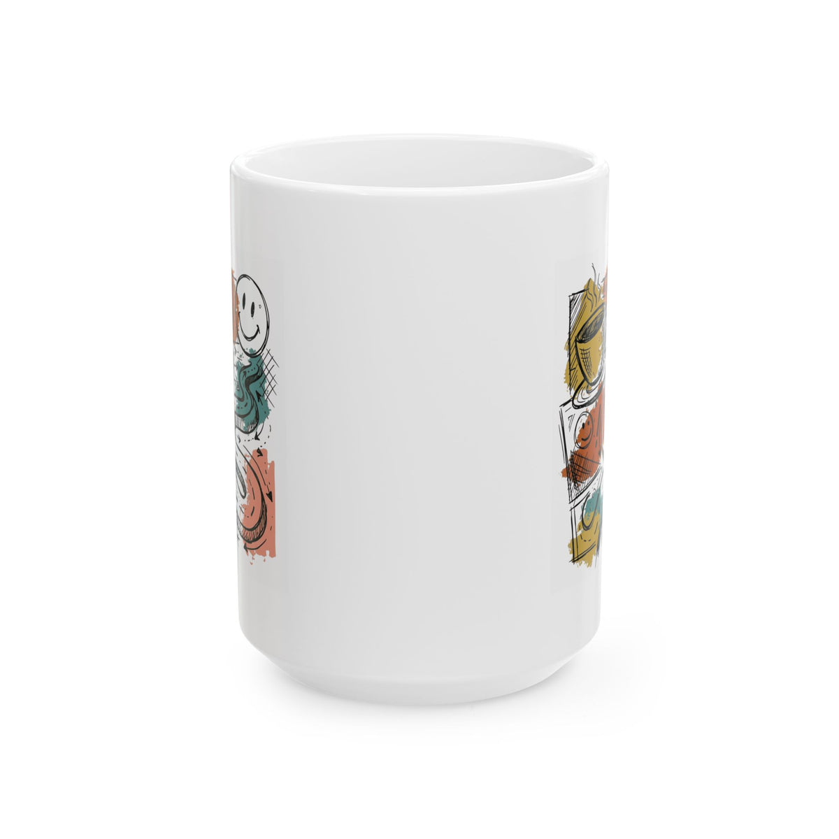 "Happy Coffee" White Ceramic Mug