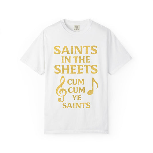 Color: White | Saints in the Sheets T-Shirt Unisex Garment-Dyed T-shirt
