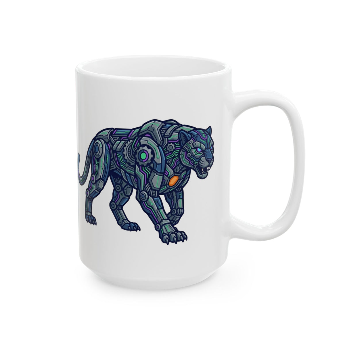 "Cyber Panther" White Ceramic Mug