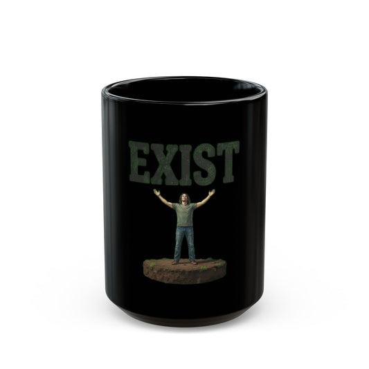 "I Exist" Black Ceramic Mug — Graphic