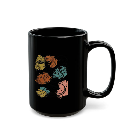 "Happy Coffee" Black Ceramic Mug