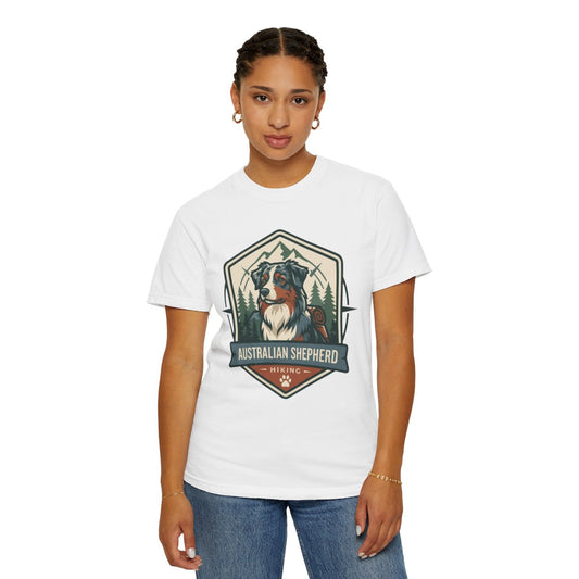 Color: White | Australian Sheperd Unisex Garment-Dyed Tee
