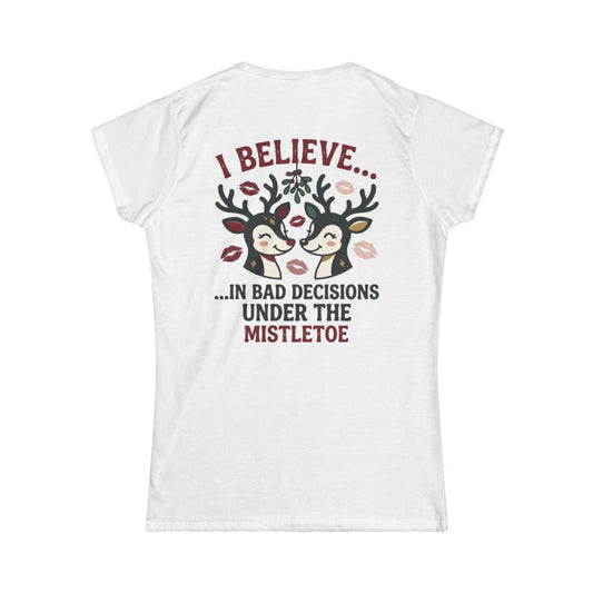 Color: White | Bad Decisions Under the Mistletoe Women's Tee