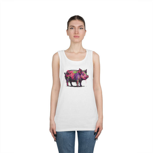 Color: White | Barnyard Pig Tank Top