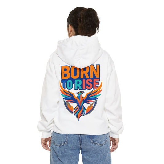 Color: White | Born to Rise Garment-Dyed Hoodie