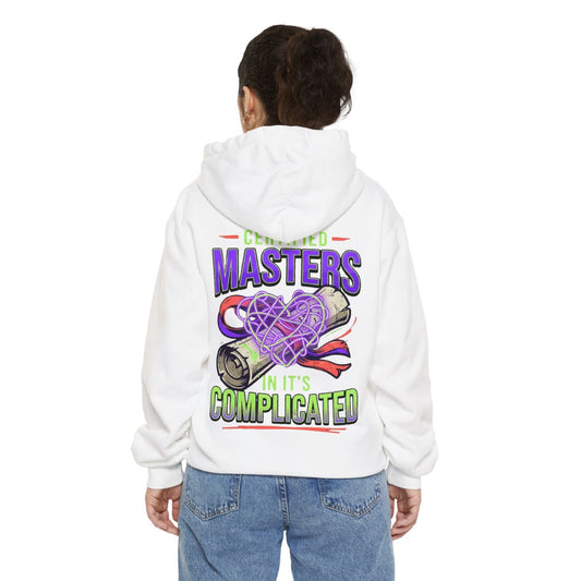 Color: White | Certified In It's Complicated Garment-Dyed Hoodie