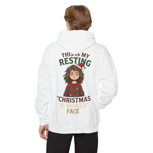 Color: White | Christmas Is Ruined Garment-Dyed Hoodie