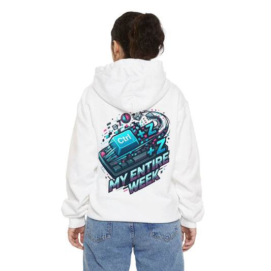 Color: White | CTRL Z My Entire Week Garment-Dyed Hoodie