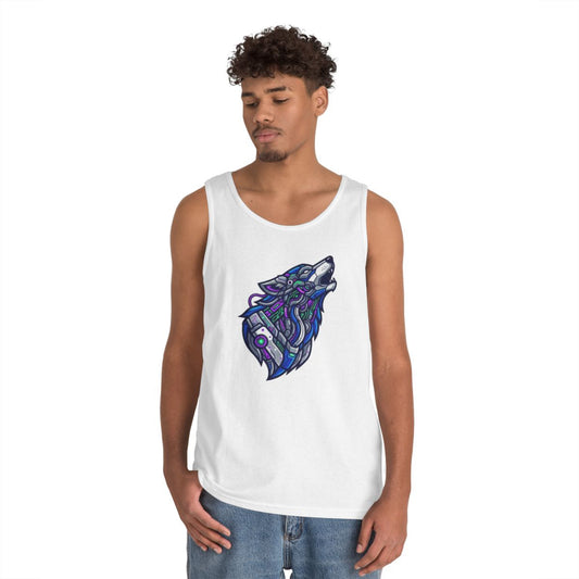 Color: White | Cyber Wolf Tank Top