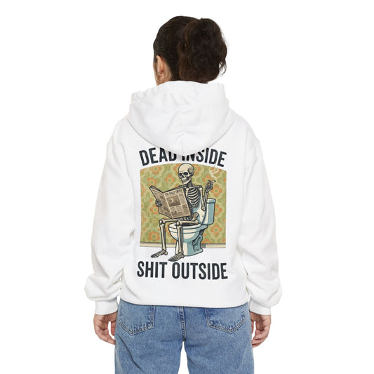 Color: White | Dead Inside Shit Outside Garment-Dyed Hoodie