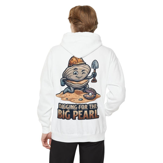 Color: White | Digging For The Big Pearl Garment-Dyed Hoodie