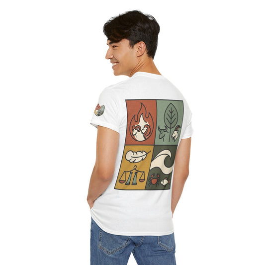 Color: White | Four Elements- Fire, Earth, Air, Water Premium Graphic Tee