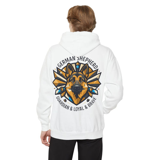 Color: White | German Shepherd Guardian Loyal Brave Garment-Dyed Hoodie