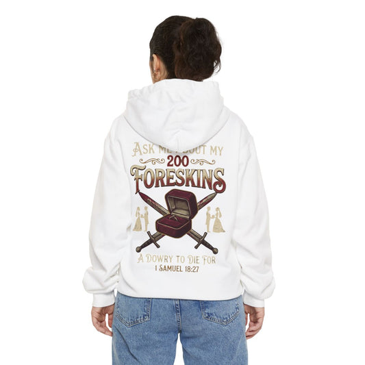 Color: White | Good Book Series 200 Foreskins Garment-Dyed Hoodie