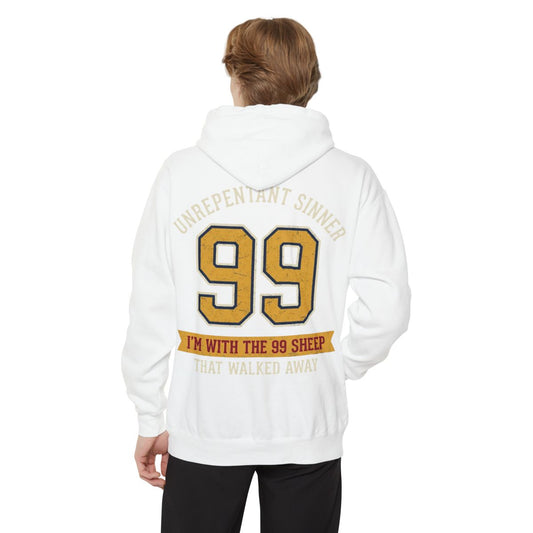 Color: White | Good Book Series 99 Unrepentant Sinner Garment-Dyed Hoodie
