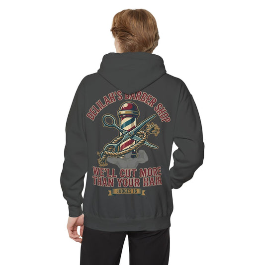 Color: Pepper | Good Book Series Delilah's Barber Shop Garment-Dyed Hoodie