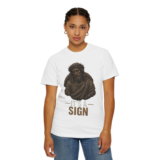 Color: White | Good Book Series It's a Sign Unisex Garment-Dyed Tee
