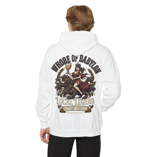 Color: White | Good Book Series Whore of Babylon Garment-Dyed Hoodie