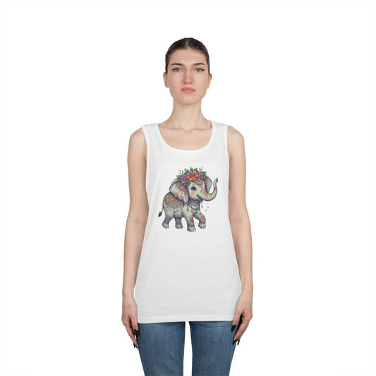 Color: White | Hippy Elephant Tank Top