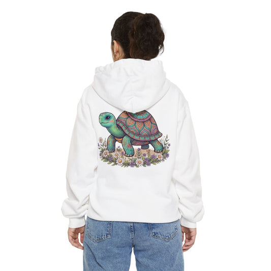 Color: White | Hippy Turtle Garment-Dyed Hoodie