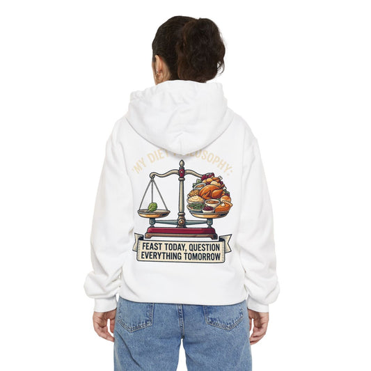 Color: White | My Diet Philosophy Garment-Dyed Hoodie