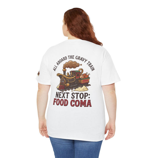 Color: White | Next Stop Food Coma Premium Graphic Tee