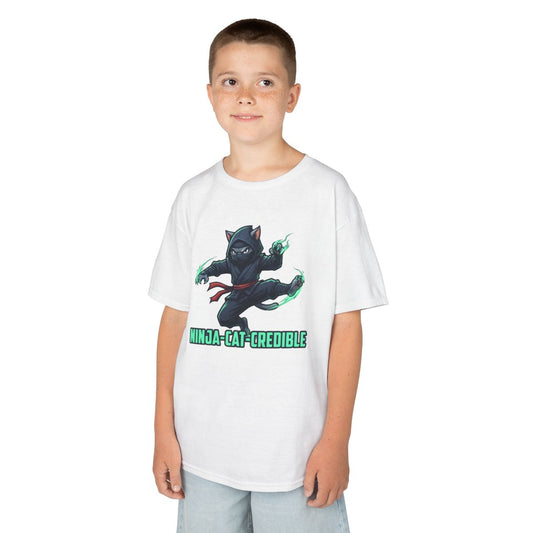 Color: White | Ninja Cat Credible Kids Tee
