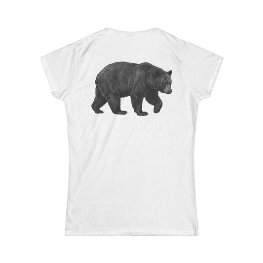 Color: White | Pencil Sketch Art Black Bear Women's Tee