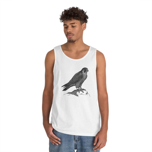 Color: White | Pencil Sketch Art Falcon Tank Top