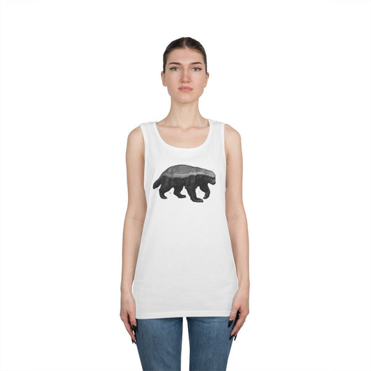 Color: White | Pencil Sketch Art Honey Badger Tank Top
