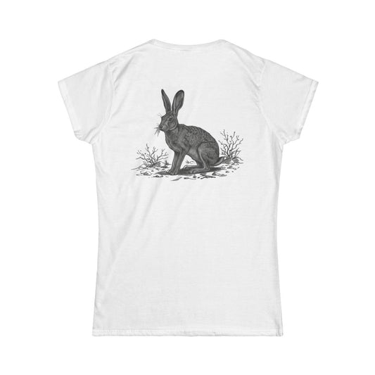 Color: White | Pencil Sketch Art Jack Rabbit Women's Tee