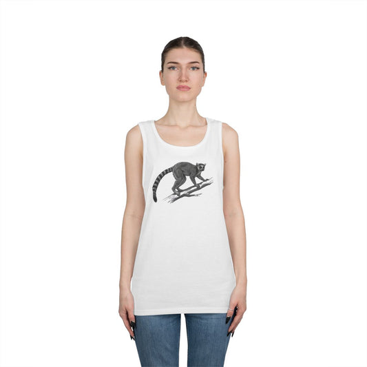 Color: White | Pencil Sketch Art Lemur Tank Top