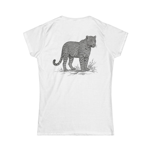 Color: White | Pencil Sketch Art Leopard Women's Tee