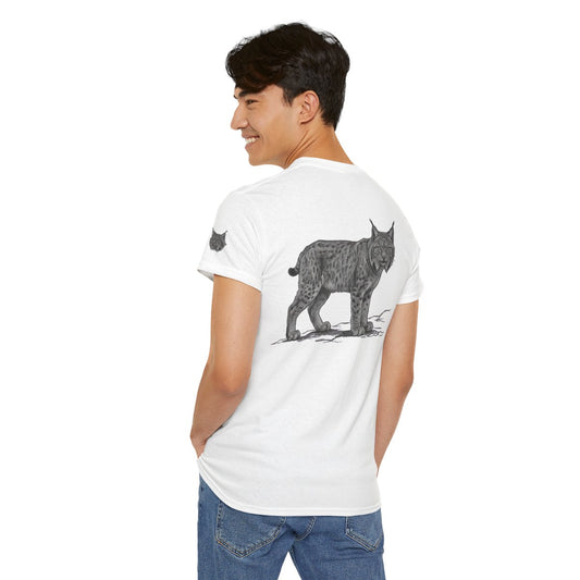 Color: White | Pencil Sketch Art Lynx Premium Graphic Tee