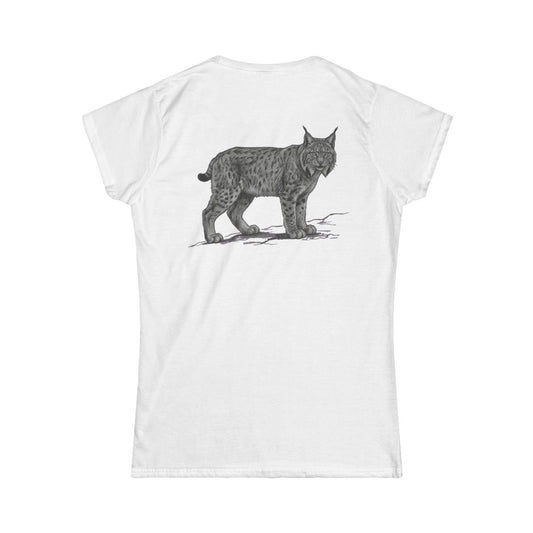 Color: White | Pencil Sketch Art Lynx Women's Tee