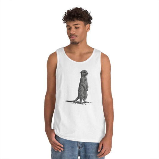 Color: White | Pencil Sketch Art Meerkat Tank Top
