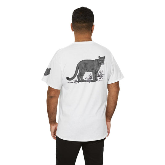 Color: White | Pencil Sketch Art Mountain Lion Premium Graphic Tee