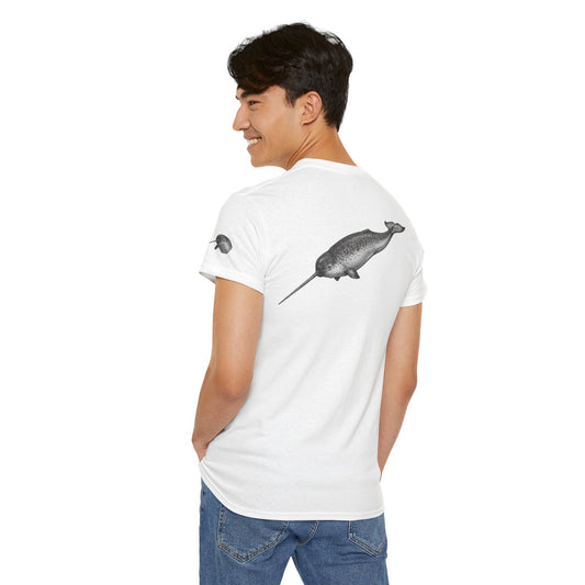 Color: White | Pencil Sketch Art Narwhal Premium Graphic Tee