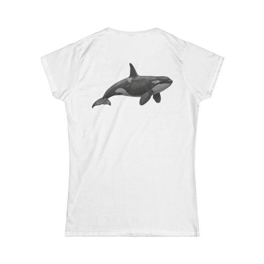 Color: White | Pencil Sketch Art Orca Women's Tee
