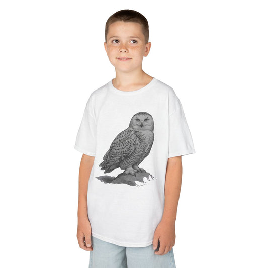 Color: White | Pencil Sketch Art Owl Kids Tee