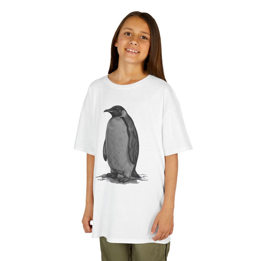 Color: White | Pencil Sketch Art Penguin Kids Tee
