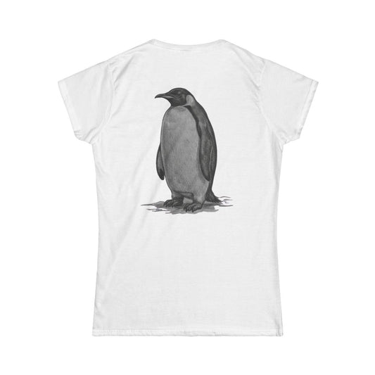 Color: White | Pencil Sketch Art Penguin Women's Tee
