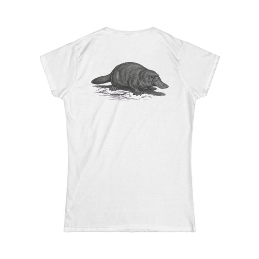 Color: White | Pencil Sketch Art Platypus Women's Tee