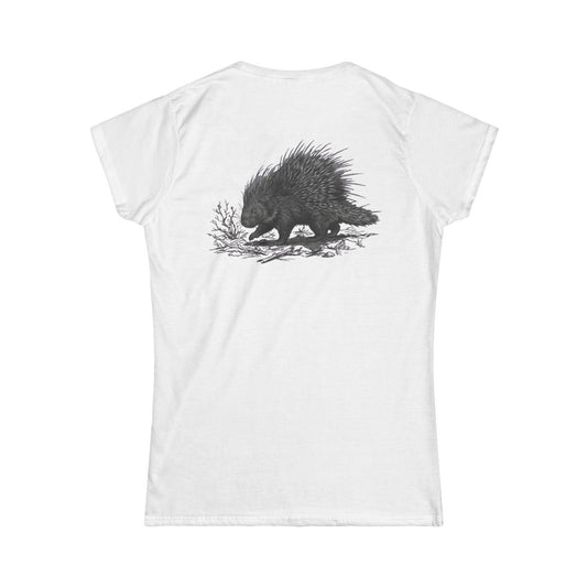 Color: White | Pencil Sketch Art Porcupine Women's Tee