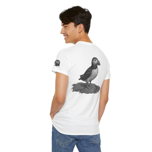Color: White | Pencil Sketch Art Puffin Premium Graphic Tee